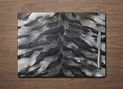 Gray Tiger Print Glass Cutting Board