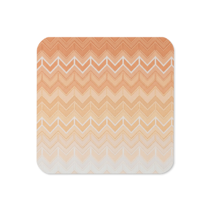 Orange Chevron Pattern Cork-Back Coaster