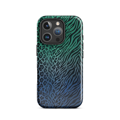 Blue to Teal Zebra & Leopard Print  Tough Case for iPhone®
