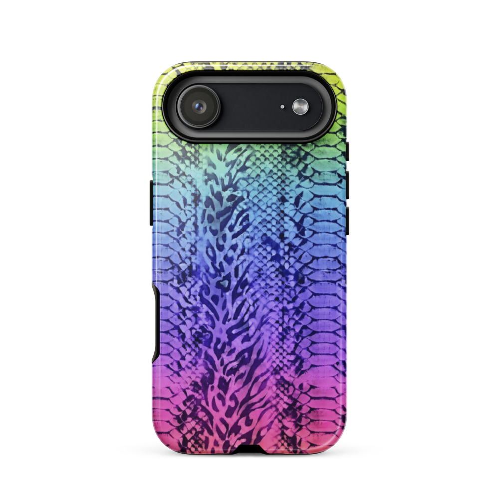 Neon Rainbow Snake Skin & Leopard Print Tough Case for iPhone®