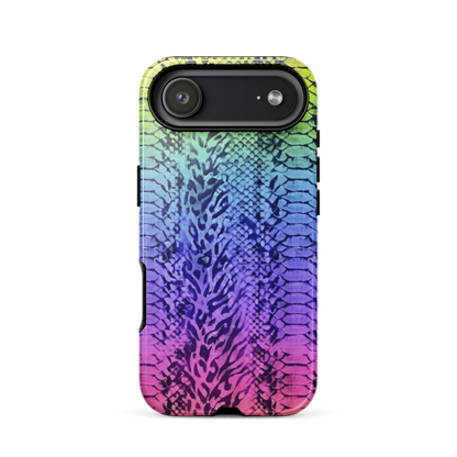 Neon Rainbow Snake Skin & Leopard Print Tough Case for iPhone®