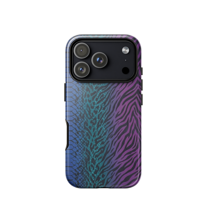Blue to Purple Dark Snake Zebra & Leopard Print Tough Case for iPhone®