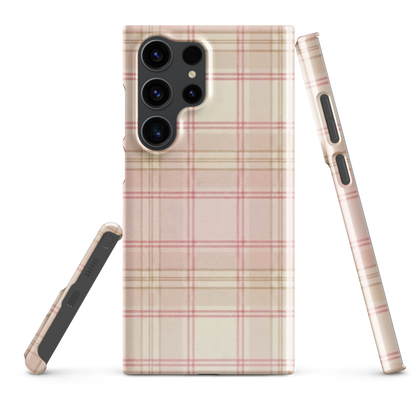 Pink & Cream Plaid Coquette Print Snap Case for Samsung