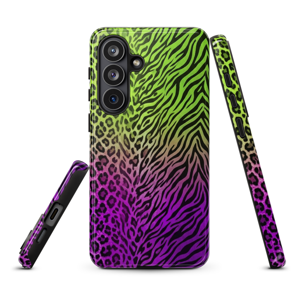 Neon Green & Purple Zebra & Leopard Print Tough Case for Samsung