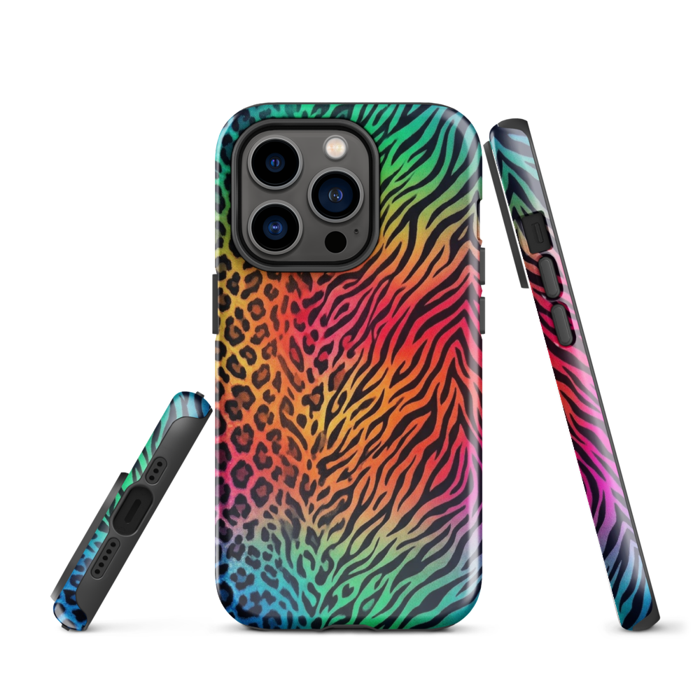 Vibrant Rainbow Zebra & Leopard Print Tough Case for iPhone®