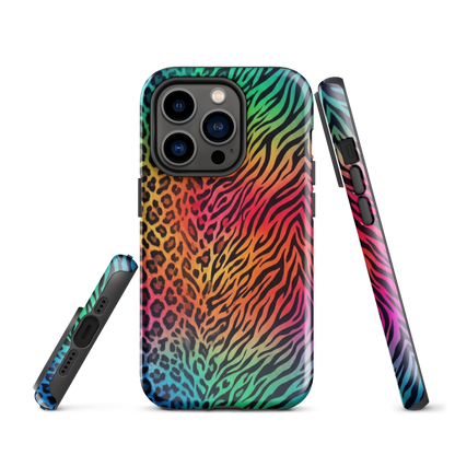 Vibrant Rainbow Zebra & Leopard Print Tough Case for iPhone®