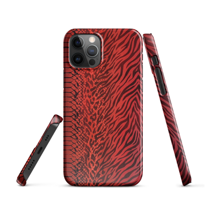 Red Zebra Snake & Leopard Print Snap Case for iPhone