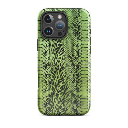 Green Snake Skin & Leopard Print Tough Case for iPhone®