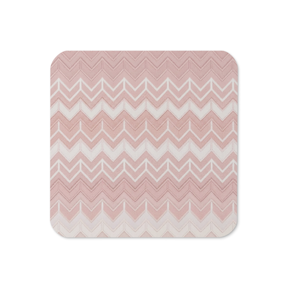Pink & White Chevron Pattern Cork-Back Coaster