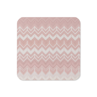 Pink & White Chevron Pattern Cork-Back Coaster