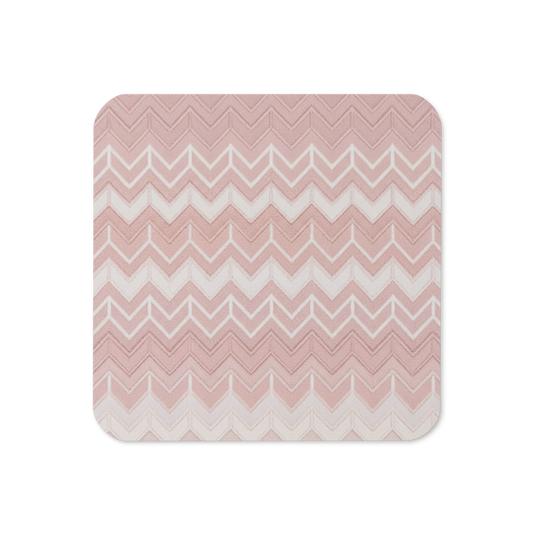 Pink & White Chevron Pattern Cork-Back Coaster