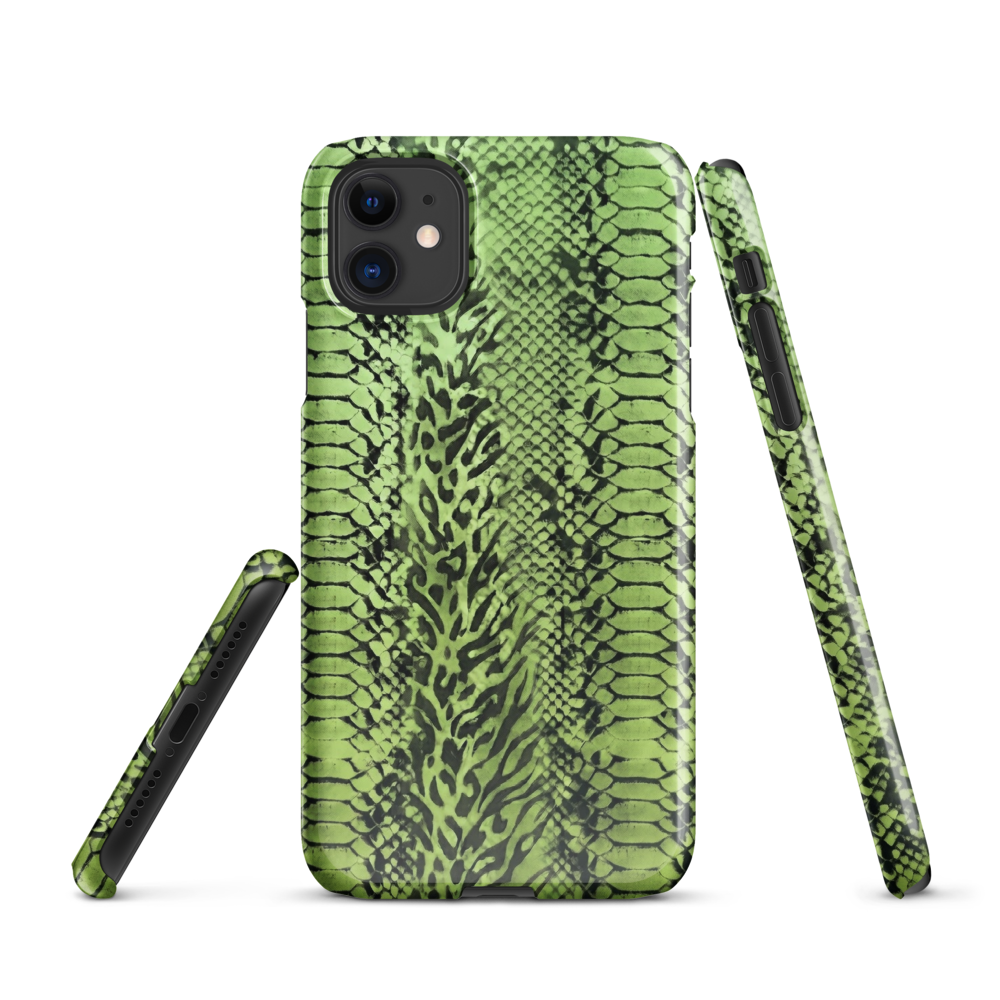 Green Snake Leopard & Zebra Print Snap Case for iPhone