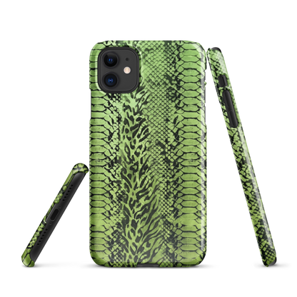 Green Snake Leopard & Zebra Print Snap Case for iPhone