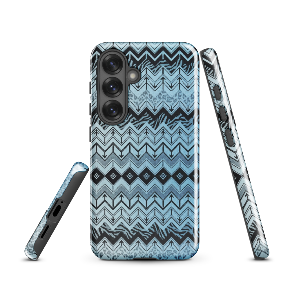 Blue Chevron Pattern Leopard & Zebra Print Tough Case for Samsung