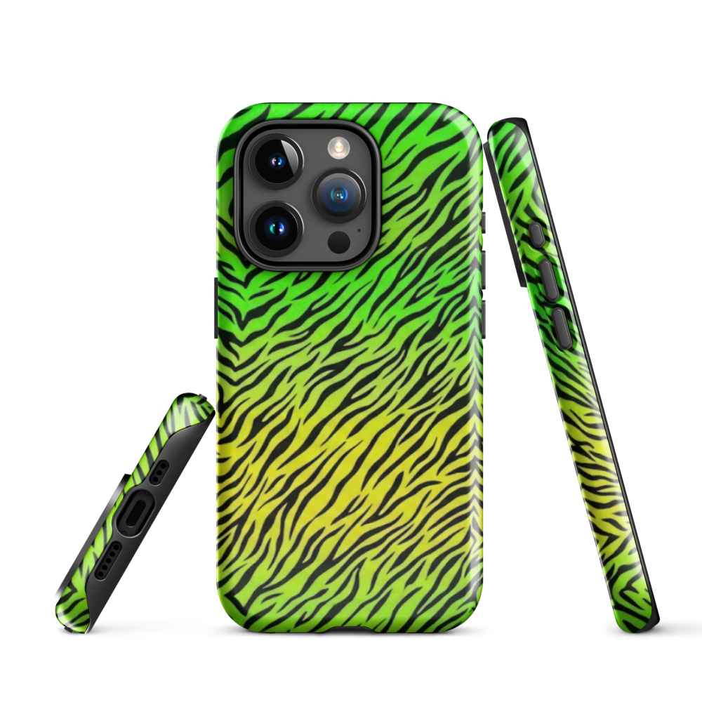 Green & Yellow  Zebra Print Tough Case for iPhone®