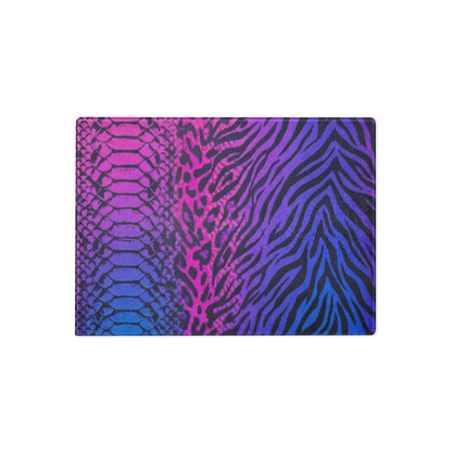 Vibrant Blue & Pink Leopard & Zebra Print Glass Cutting Board