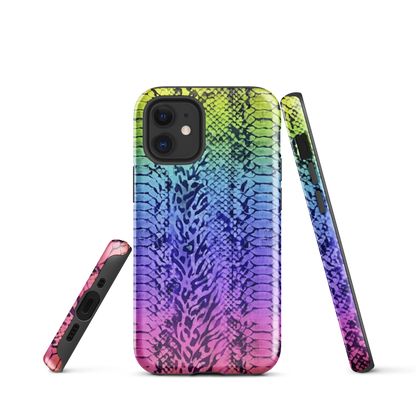 Neon Rainbow Snake Skin & Leopard Print Tough Case for iPhone®