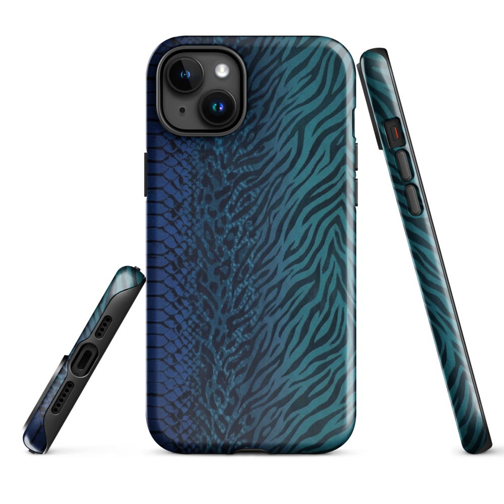 Blue & Teal Snake Skin Zebra & Leopard Print Tough Case for iPhone®
