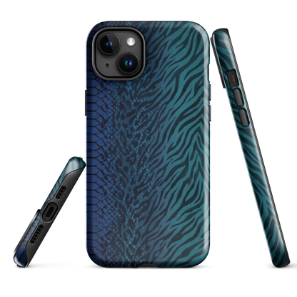 Blue & Teal Snake Skin Zebra & Leopard Print Tough Case for iPhone®