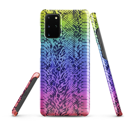 Vibrant Rainbow Snake Skin & Leopard Print Snap Case for Samsung