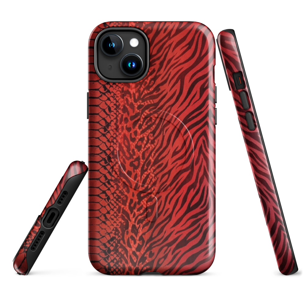 Red Zebra Snake & Leopard Print MagSafe Tough Case for iPhone®