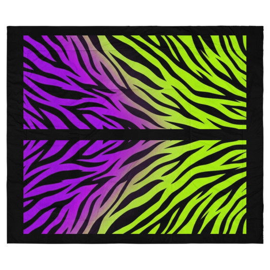 Zebra Print Neon Green and Purple Y2k inspired Comforter