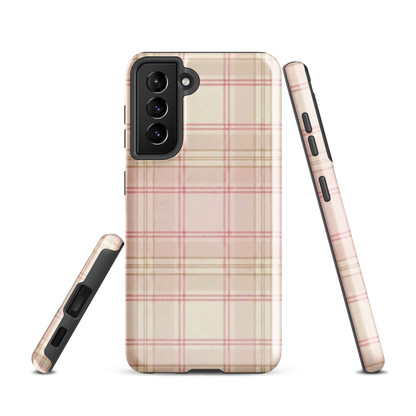Pink & Cream Plaid Coquette Print Tough Case for Samsung