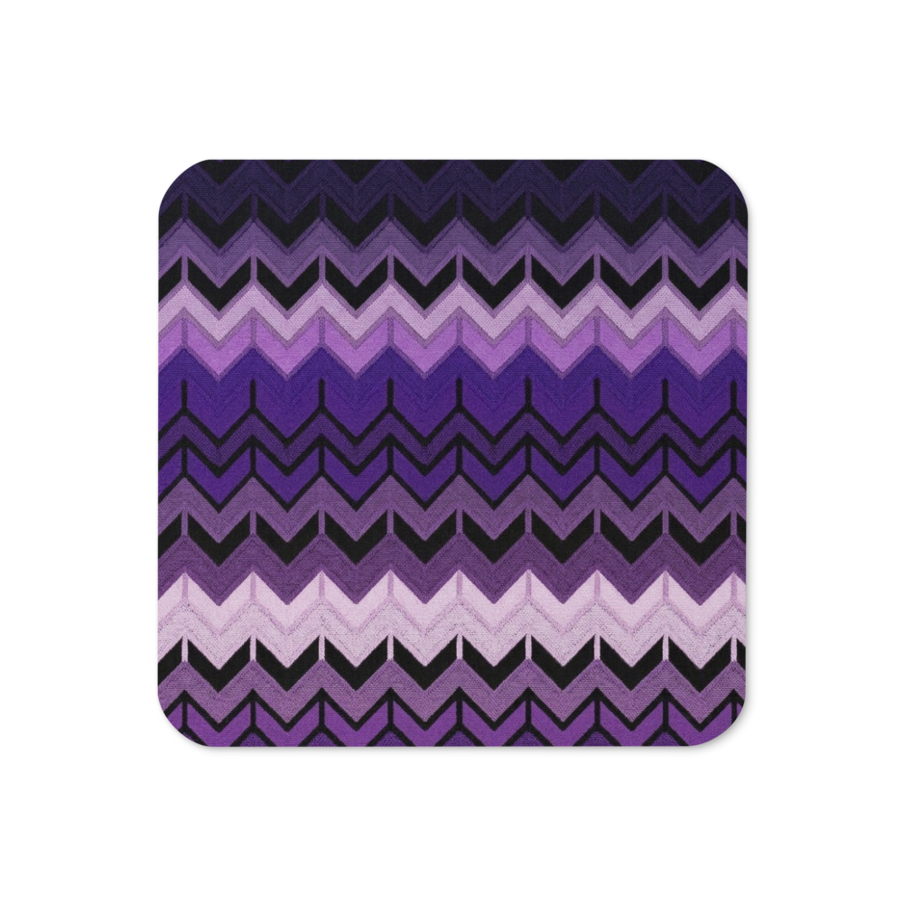 Purple Chevron Pattern Cork-Back Coaster
