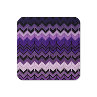 Purple Chevron Pattern Cork-Back Coaster