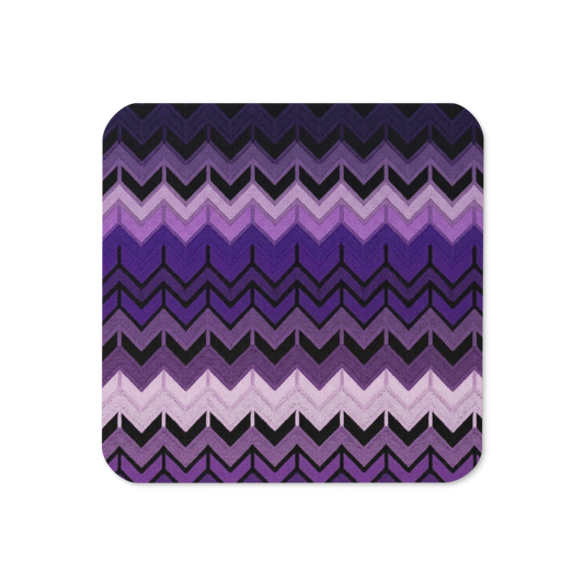 Purple Chevron Pattern Cork-Back Coaster