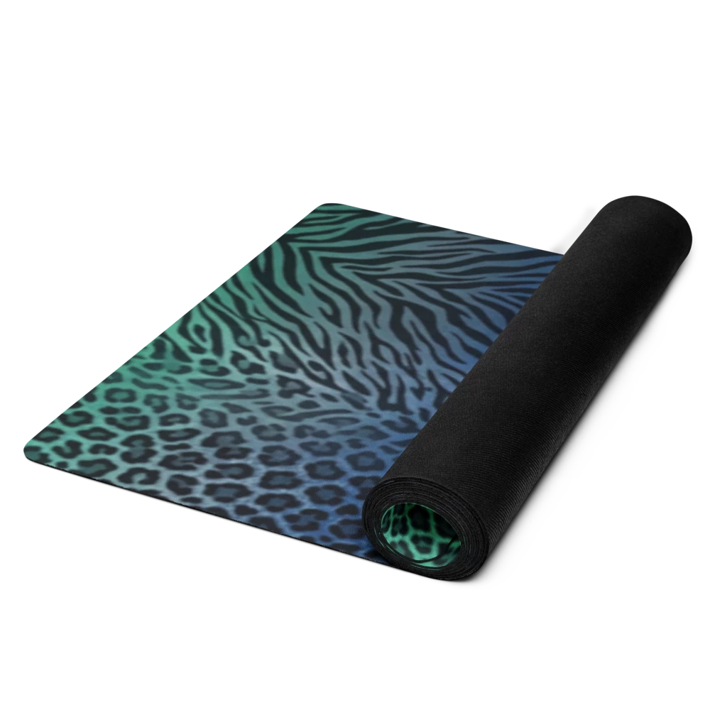 Blue & Teal Zebra & Leopard Print Pilates Yoga Mat