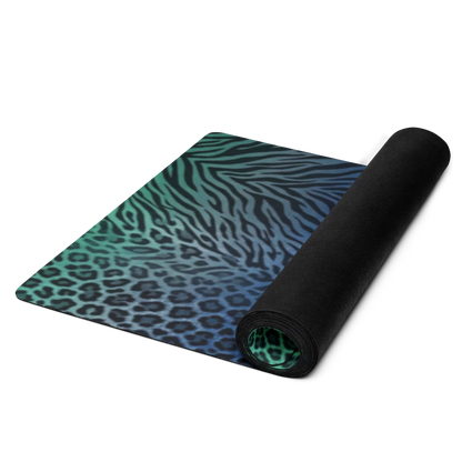 Blue & Teal Zebra & Leopard Print Pilates Yoga Mat