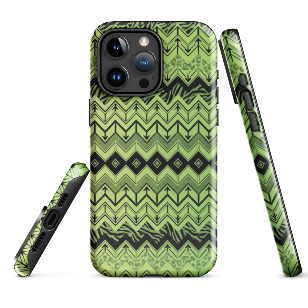 Lime Green Chevron Zebra & Leopard Print Tough Case for iPhone®