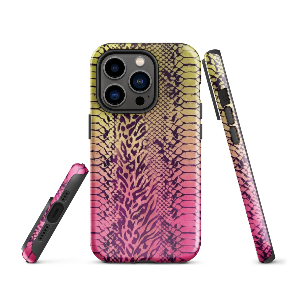 Yellow & Pink Snake Skin & Leopard Print Tough Case for iPhone®