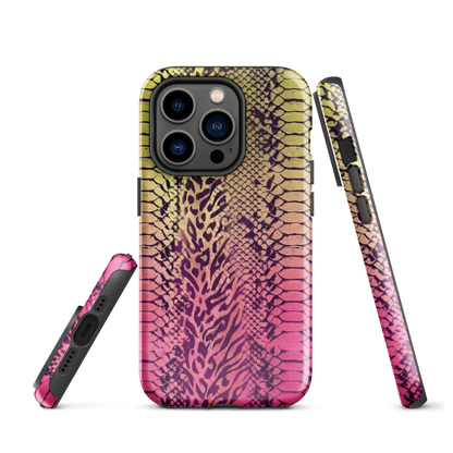 Yellow & Pink Snake Skin & Leopard Print Tough Case for iPhone®
