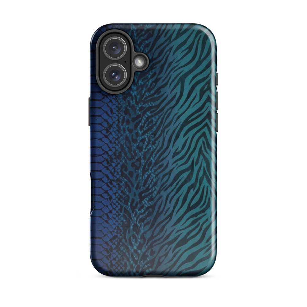 Blue & Teal Snake Skin Zebra & Leopard Print Tough Case for iPhone®