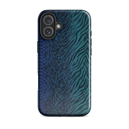 Blue & Teal Snake Skin Zebra & Leopard Print Tough Case for iPhone®