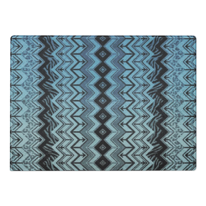 Blue Zebra & Leopard Print Special Edition Chevron Pattern Glass Cutting Board