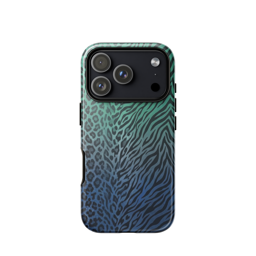 Blue to Teal Zebra & Leopard Print  Tough Case for iPhone®