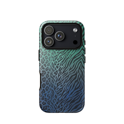 Blue to Teal Zebra & Leopard Print  Tough Case for iPhone®