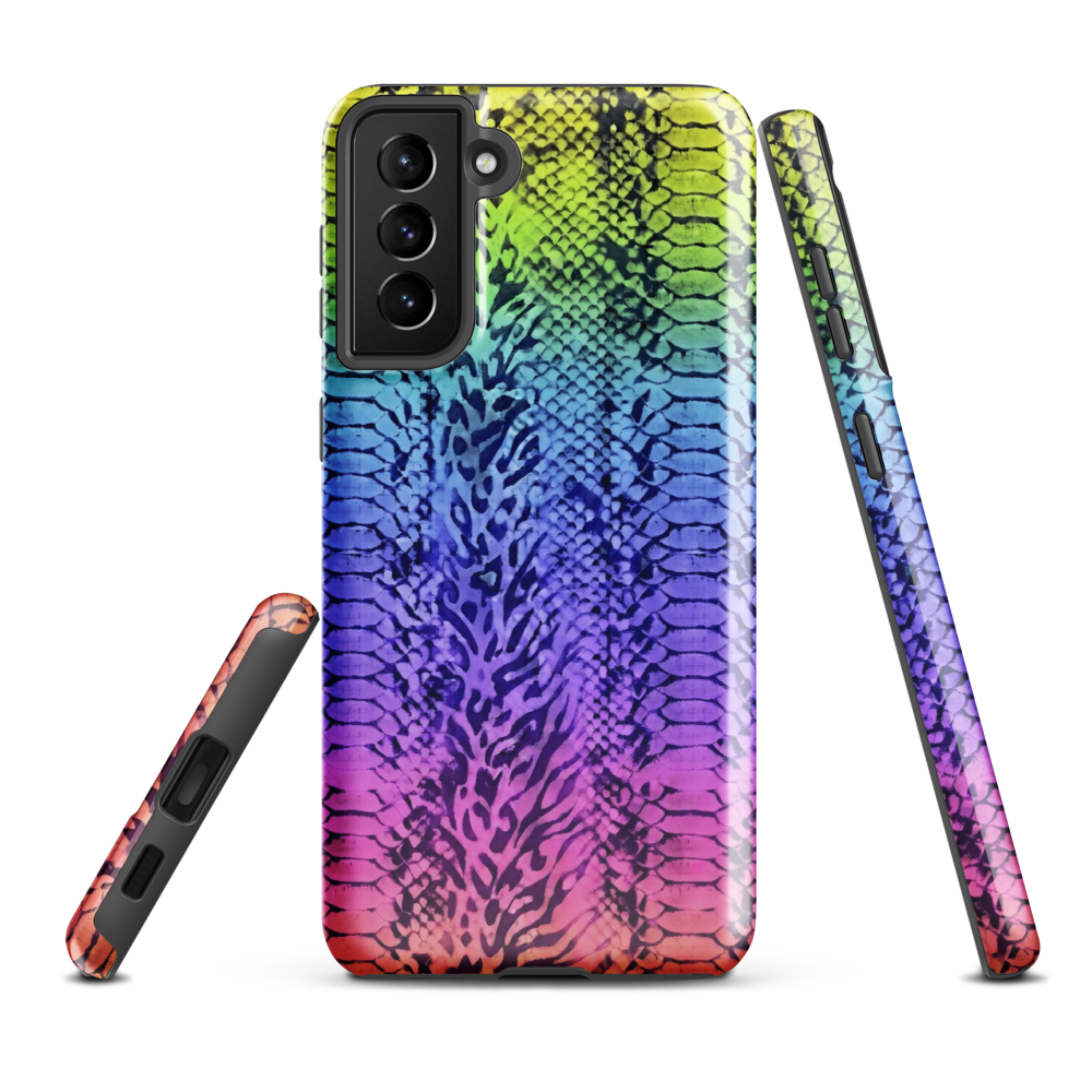 Vibrant Rainbow Snake Skin & Leopard Print Tough Case for Samsung