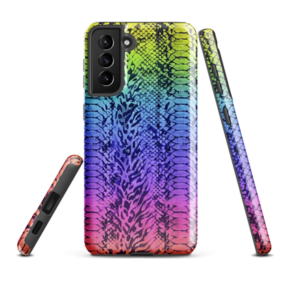 Vibrant Rainbow Snake Skin & Leopard Print Tough Case for Samsung