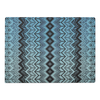 Blue Zebra & Leopard Print Special Edition Chevron Pattern Glass Cutting Board