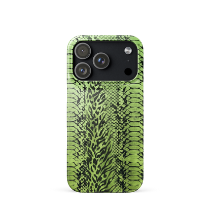 Green Snake Leopard & Zebra Print Snap Case for iPhone