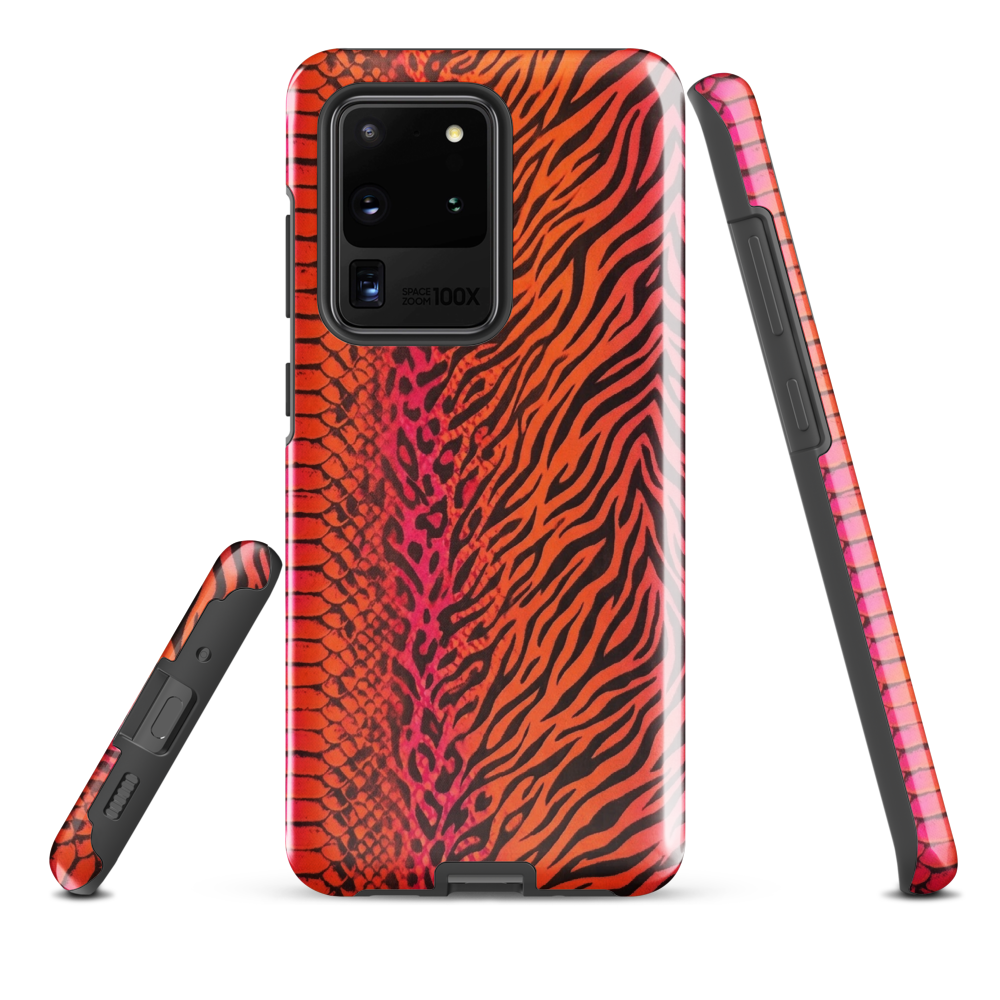 Sunset Orange & Pink Snake Skin Leopard & Zebra Print Tough Case for Samsung