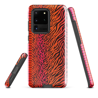 Sunset Orange & Pink Snake Skin Leopard & Zebra Print Tough Case for Samsung