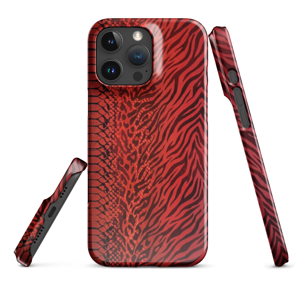 Red Zebra Snake & Leopard Print Snap Case for iPhone