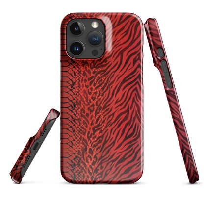 Red Zebra Snake & Leopard Print Snap Case for iPhone