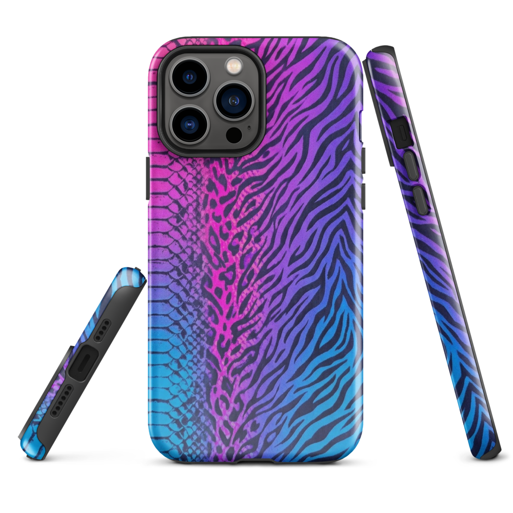 Pink & Blue Snake Skin Leopard & Zebra Print Tough Case for iPhone®