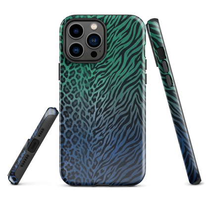 Blue to Teal Zebra & Leopard Print  Tough Case for iPhone®